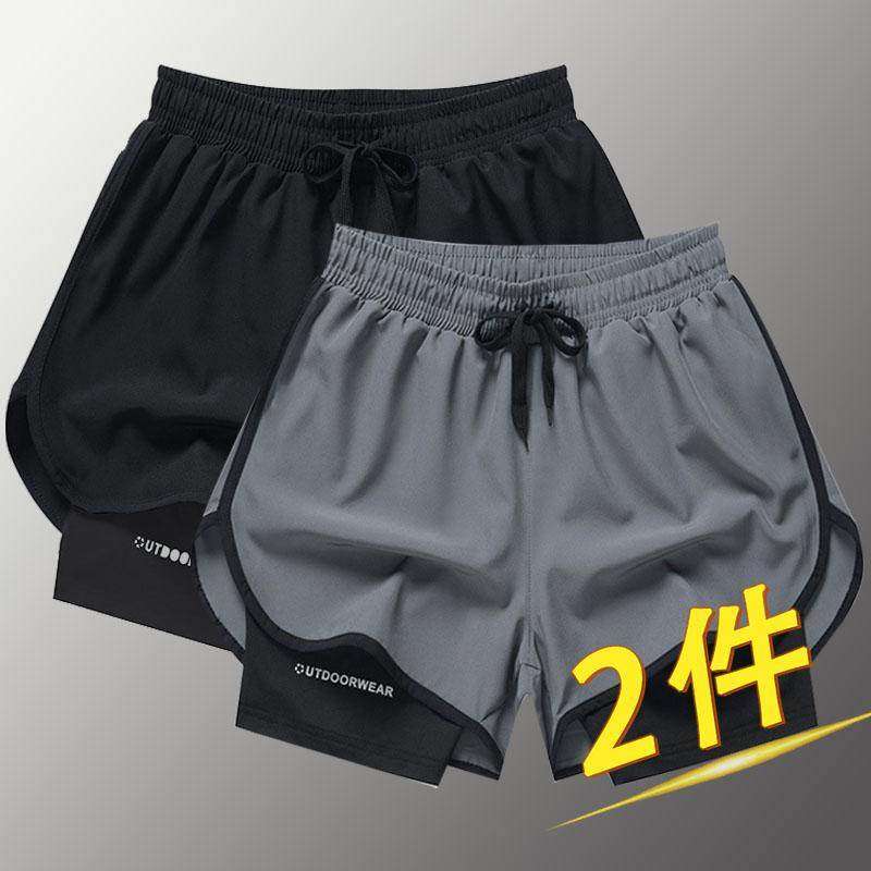 2026 New Summer Fake Two-Piece Sports Swimming Shorts for Men, Anti-Exposure, Quick-Drying, Breathable, Thin Casual Three-Quarter Pants