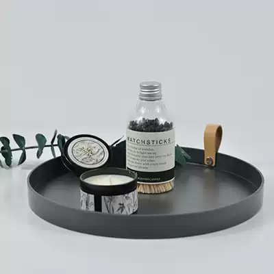 Bamboo white home Nordic ins wind round aromatherapy storage tray desktop tray ornaments porch room display