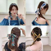 Silk scarf hair band sense headdress belt multi-purpose tie ponytail tied sweet hair rope head rope female vacation wind hair band