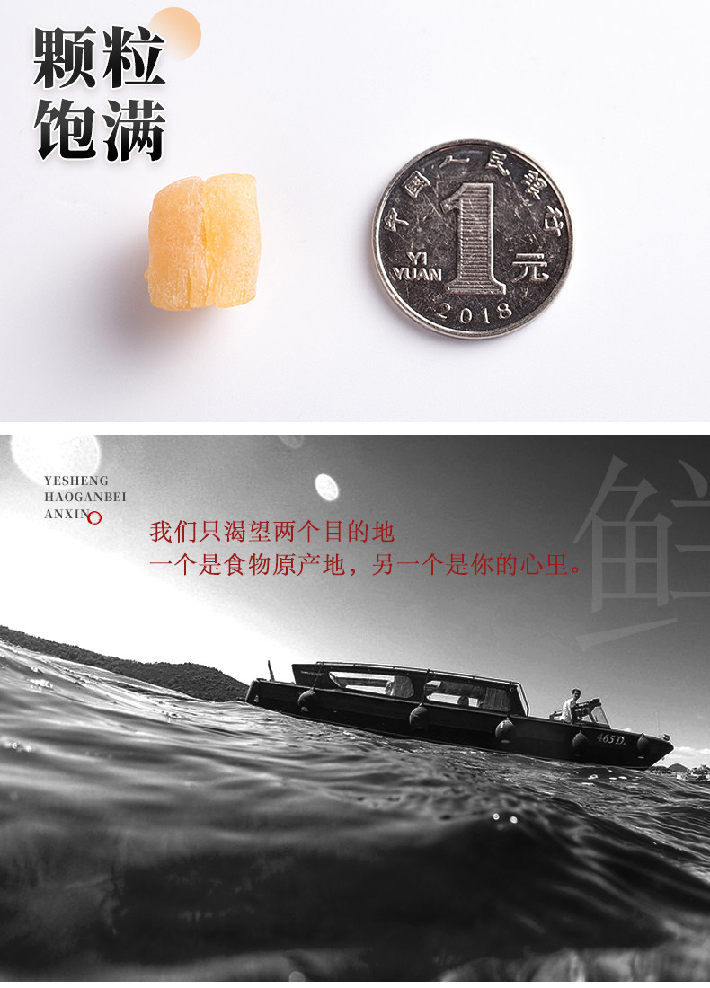 亚鲜王 野生干贝瑶柱 淡晒 250g 图9