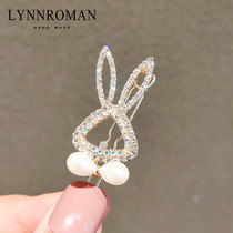Korean hairclip simple ins rabbit rhinestone side clip girl banghai clip frog buckle Net red head hairclip hair card