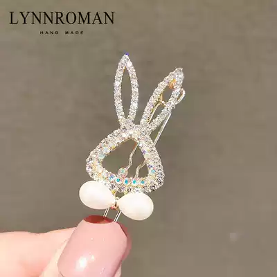 Korean hairclip simple rabbit rhinestone side clip girl banging frog buckle Net red head hairclip hairclip