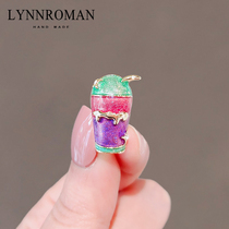 LYNNROMAN designer creative dazzling coffee cup brooch 2022 small crowdsourced personality Dont pin the needle to prevent light