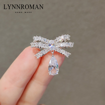 Japan and South Korea zirconia smart bow brooch pin shining cardigan anti-light clasp elegant Joker accessories female