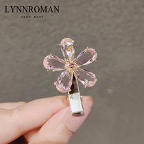 Clip headdress Korean elegant imitation crystal flower hairclip line bangs side clip girl Net red duck bill clip hairpin