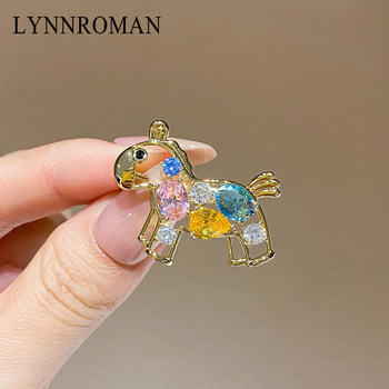 Lynnroman Crystal Little Pony Brooch for Women 2025 New High-End Light Luxury Niche Design Brooch Accessory