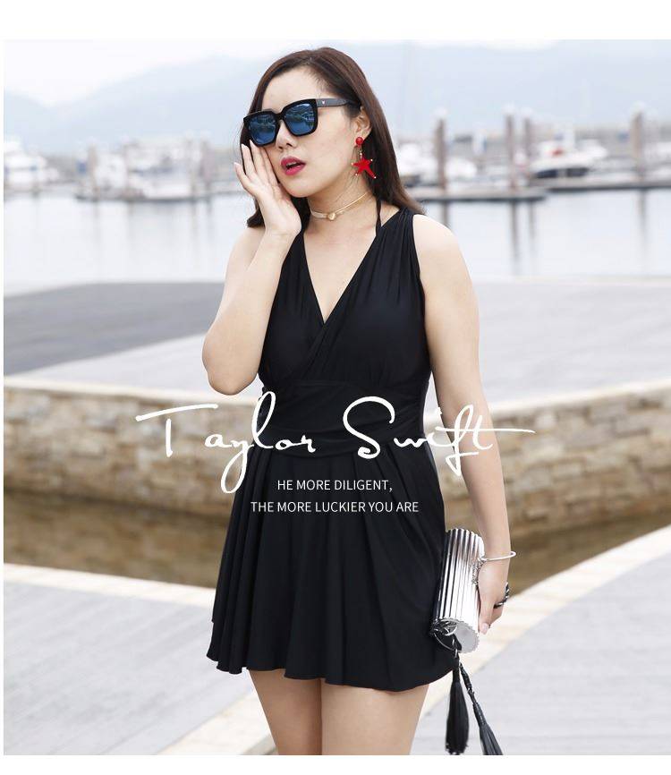 Áo tắm cỡ lớn nữ béo mm che bụng giảm béo trở lại chị béo Xiêm gợi cảm mùa xuân nóng bỏng - Bộ đồ bơi One Piece quần áo bơi liền thân