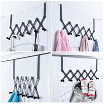 Rear door adhesive hook hanging hanger door wall telescopic non-perforated storage rack clothes clothes and hats bedroom Hook row hook