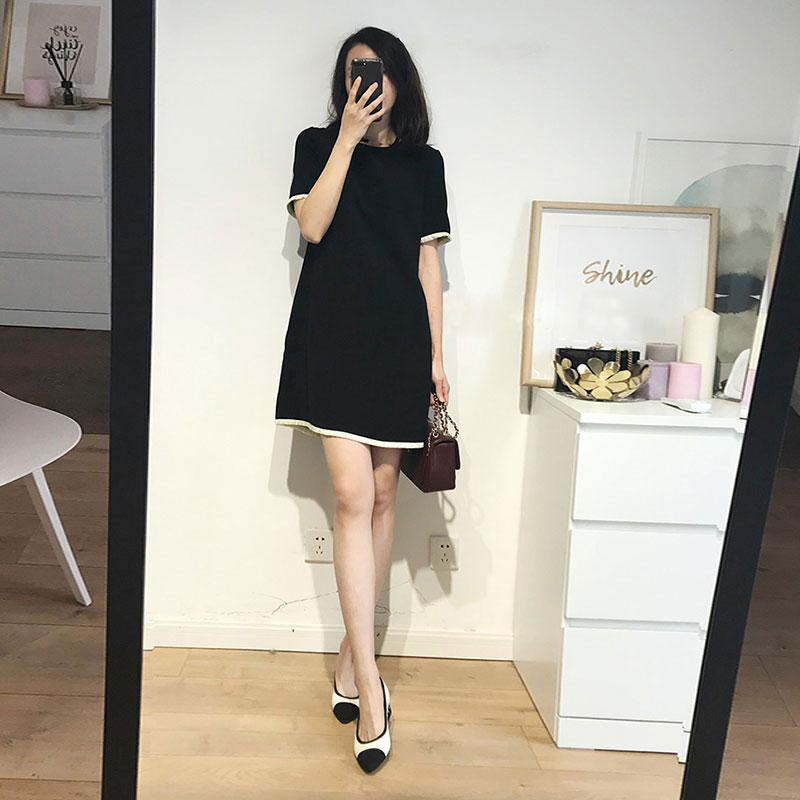 Sandro Veneta French Hepburn Female Small Black Dress Summer New Han - shaded age dress