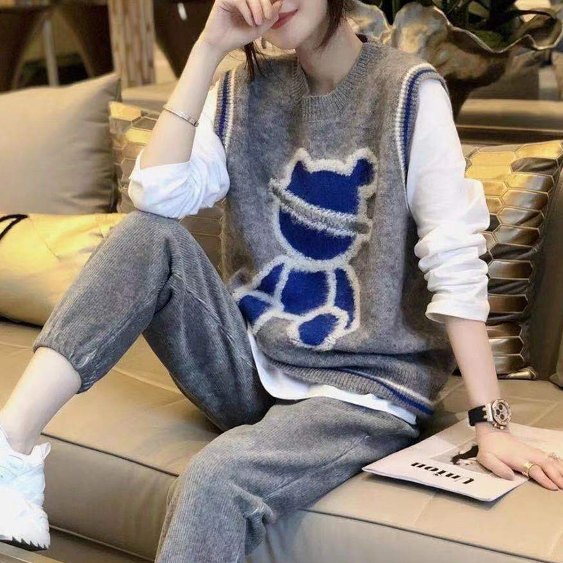 SANDRO VENETA Waistcoat Knit Vest Lady 2021 Spring Summer New Casual Loose Wool Fur Coat Tide