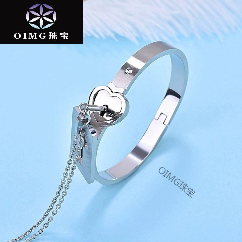 OIMG lock bracelet couple a pair of concentric lock handmade male key necklace women's hand ring Valentine's Day gifts