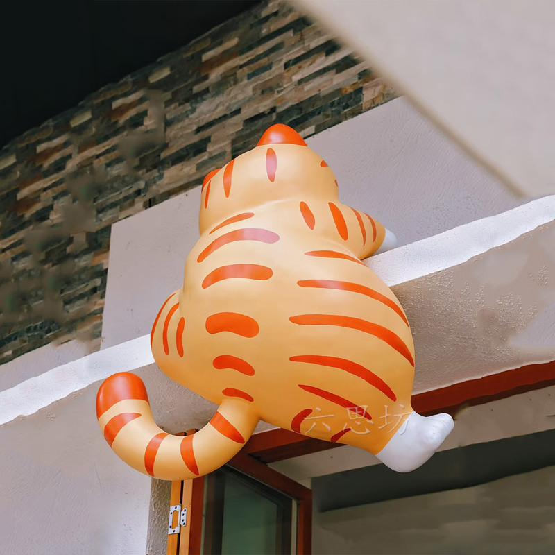 Fiberglass Cartoon Cat Pet Shop Storefront Model Sculpture Cat Cafe Shop Rooftop Wall-Climbing Display Decoration Fiberglass Cartoon Cat Pet Shop Storefront Model Sculpture Cat Cafe Shop Rooftop Wall-Climbing Display Decoration