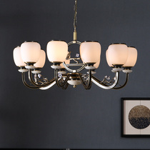 New Chinese all-copper chandelier Living room Modern simple dining room Jade Zen tea room Retro bedroom Chinese style lamps