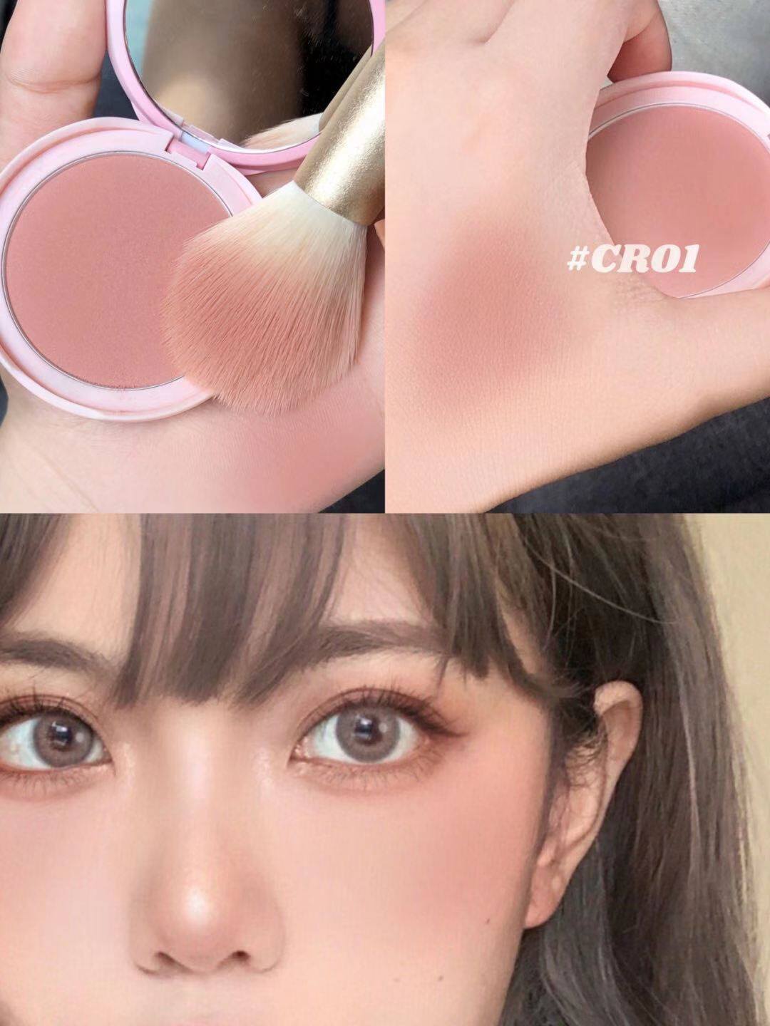 CR01 with fine shimmering soft milk apricots color ~ INTO YOU BLUSH NAKED MAKEUP NATURAL Bright Red Schoolgirl Affordable
