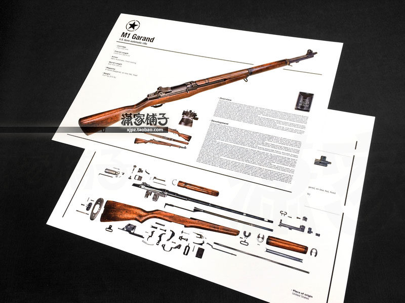 American US US Army M1 Garand Garand semi-automatic rifle structure map (collection) poster decoration painting