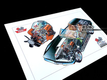 Chevrolet Corvette 1967 vintage sports car car structure wall chart poster decorative painting