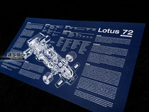 Formula F1 racing Lotus Lotus 72 sports car structure drawing blueprint wall chart poster decorative painting