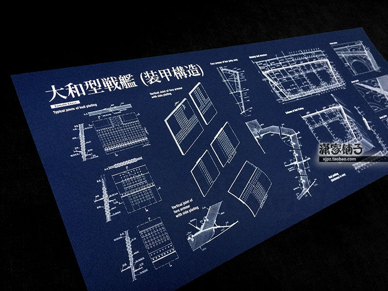 Pacific Naval Battle Yamato Type Battleship Armor Structure Diagram (6) Blueprint Poster Decoration
