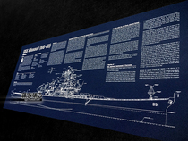 World War II US military ship Missouri Missouri Iowa-class battleship structure diagram poster decoration painting