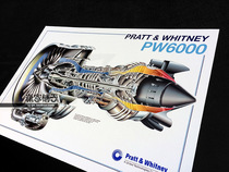 United States Pratt & Whitney pw6000 Turbofan engine Jet engine aero engine structure diagram decorative painting