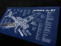 World War II German Junkers Ju 87 Stuka dive bomber structure diagram Blueprint Poster Decorative painting