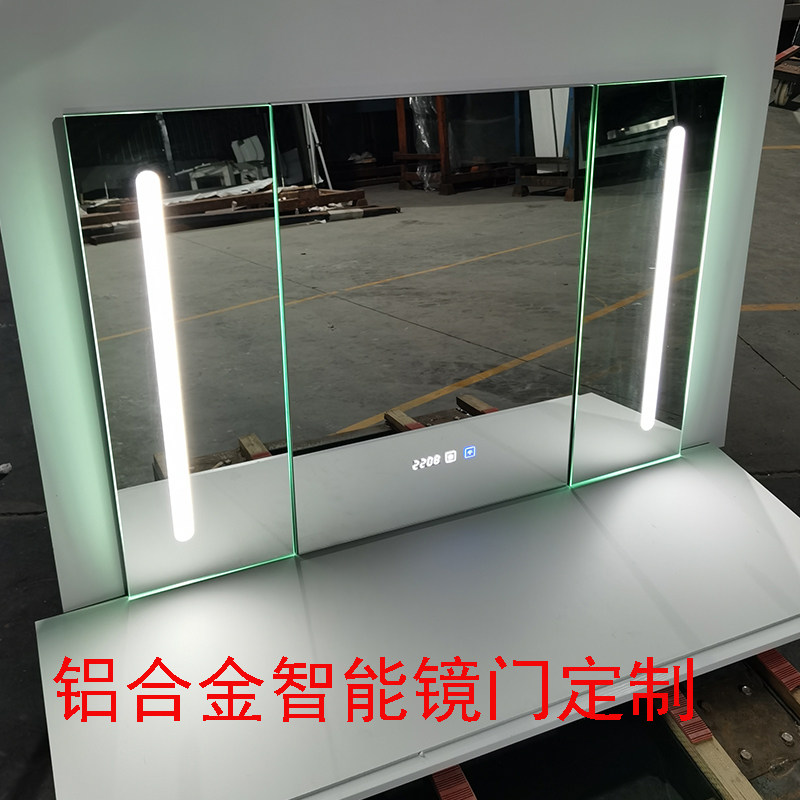 Customized smart mirror door Customized bathroom mirror cabinet door frame with light defogging Single mirror door customized aluminum alloy door frame