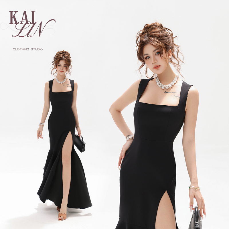 New Product Kai Lin Original | Black Swan French-Style Bias-Cut Heavy-Duty Tailoring Dress with a Socialite Vibe and Fishtail Silhouette. New Product Kai Lin Original | Black Swan French-Style Bias-Cut Heavy-Duty Tailoring Dress with a Socialite Vibe and Fishtail Silhouette.