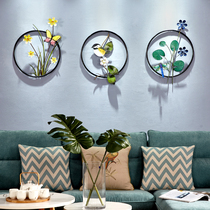 Modern European living room dining room background wall wall decoration bedroom room Wall Wall pendant flower and bird iron decoration