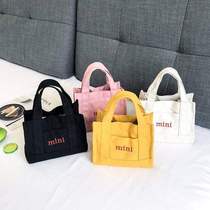 Small bag tote bag small mini retro solid color bag Womens cloth pocket spring and summer wrist easy to carry to work