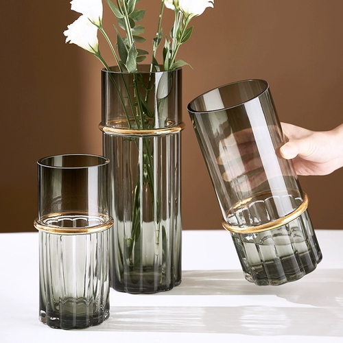 Интернет -знаменитость простота, легкая роскошь, золото, прозрачная стеклянная ваза Aquarius, Rose Lily Cralless, северный стиль