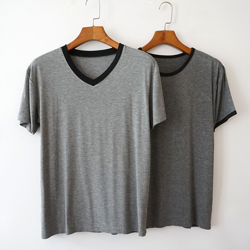 Pajamas men's summer thin short-sleeved pullovers can be worn outside ice silk loose large size home clothes casual tops one piece