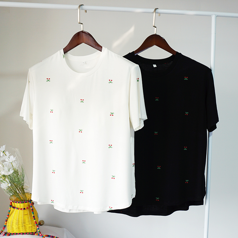 Modal Short-Sleeved Pajama Top with Breast Pads, Single Piece, Summer Thin Style, Bra-Free Pullover, Loose-Fitting Loungewear