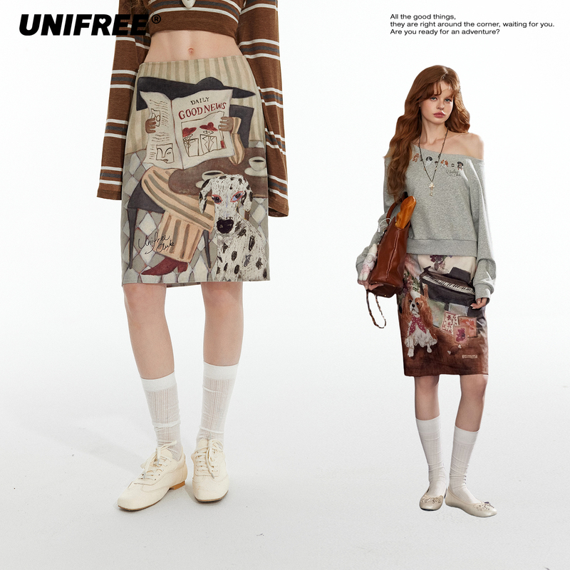 [Super Little Sun] Unifree Suede Animal Print Skirt U263Q925P1W1