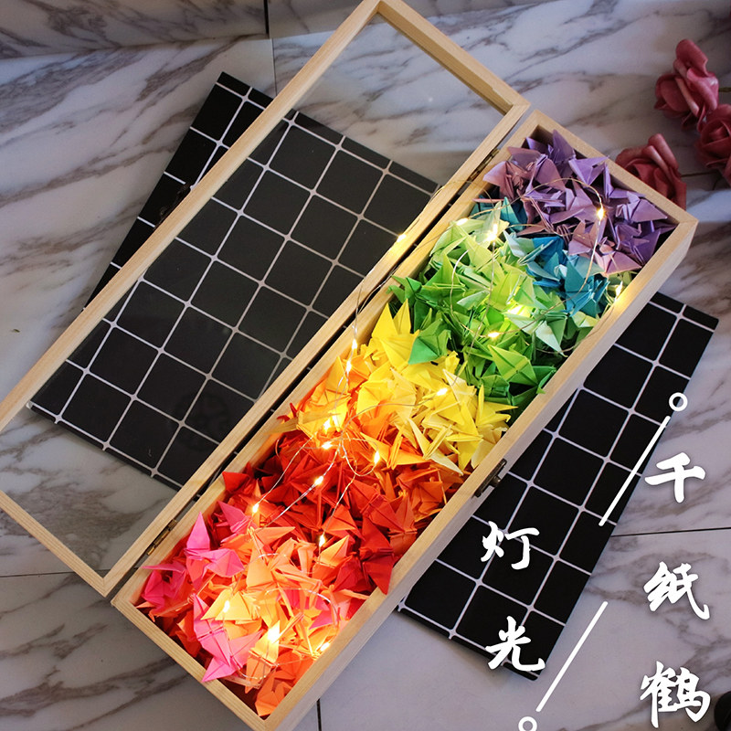 Thousand Paper Crane Finished Handmade Origami Luminous Light Valentine's Day Heart-warming Birthday Gift for Boyfriend and Girlfriend Romantic Confession