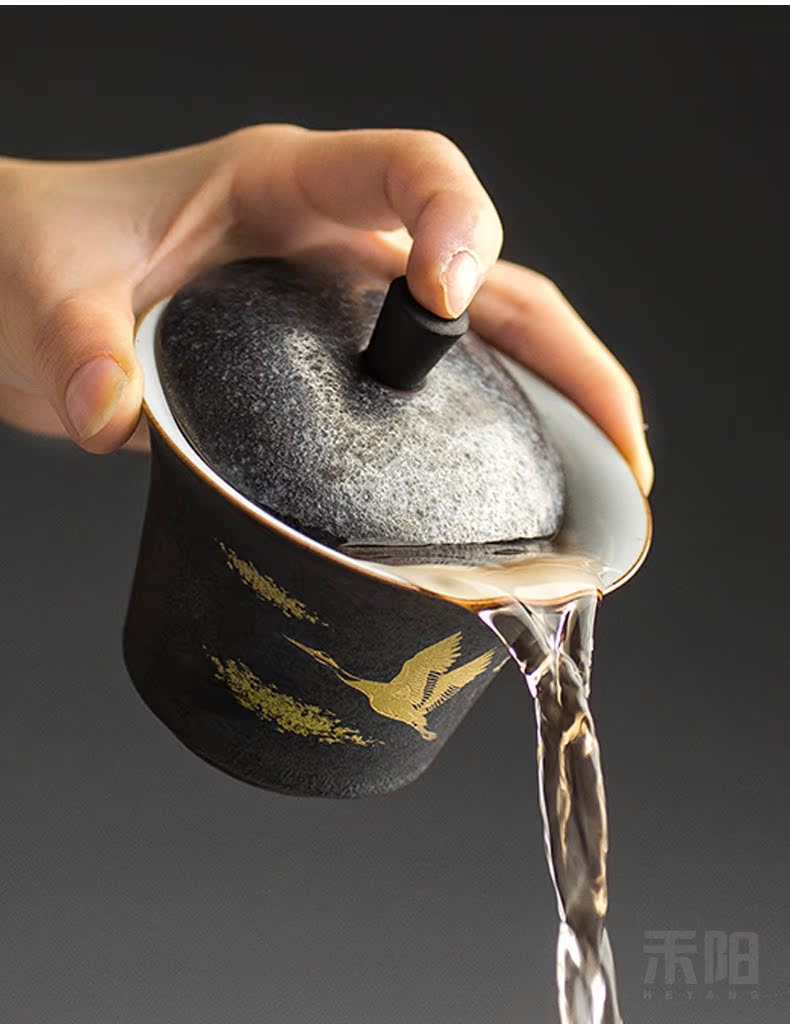 Send Yang vintage silver spot glaze tureen kung fu tea tea ware cups from running Jin Sancai home make tea cup large bowl