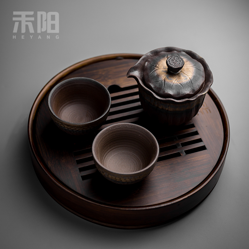 Coarse grain Yang tao hand grasp pot teapot a pot of two cups of tea tray was suit dry mercifully kung fu tea set household Japanese restoring ancient ways