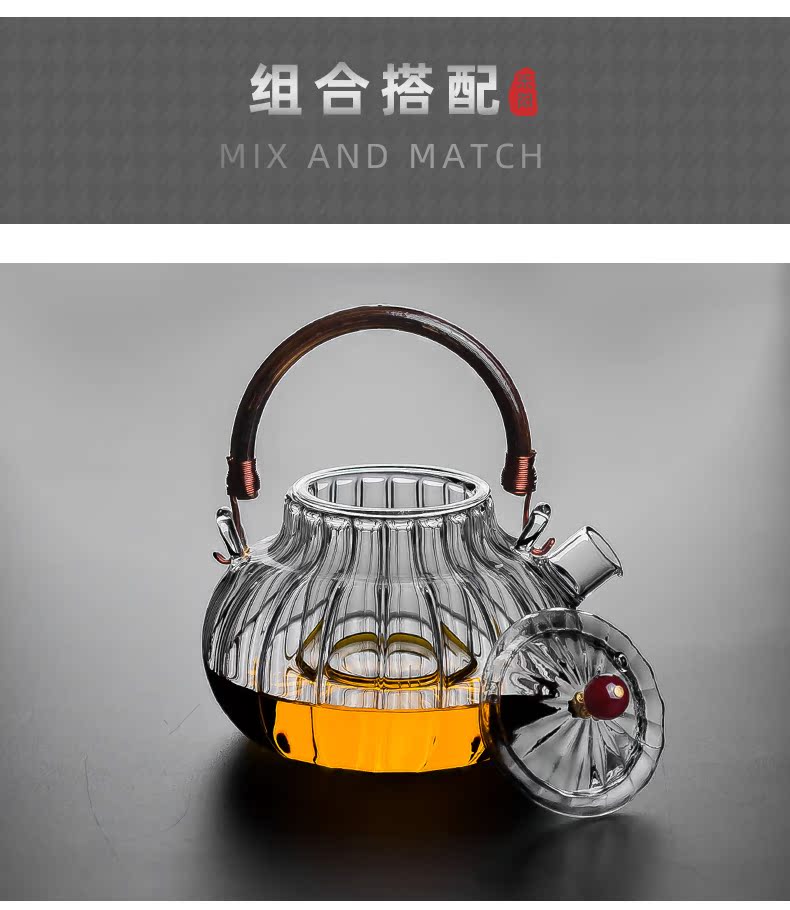 Send Yang Japanese petals glass teapot girder pot of household filter boil tea heat - resisting teapot kung fu tea set