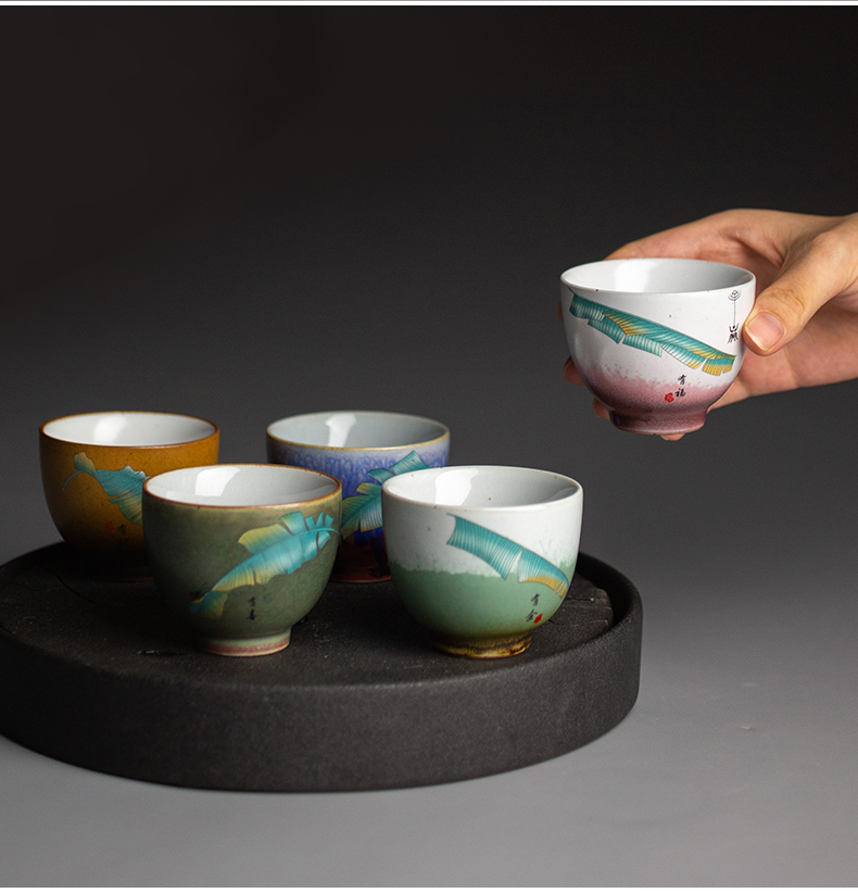 Send Yang ceramic kung fu masters cup single sample tea cup to restore ancient ways small cups of tea set gift boxes to customize