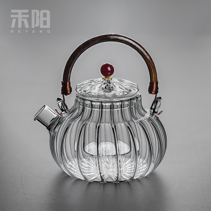 Send Yang Japanese petals glass teapot girder pot of household filter boil tea heat - resisting teapot kung fu tea set