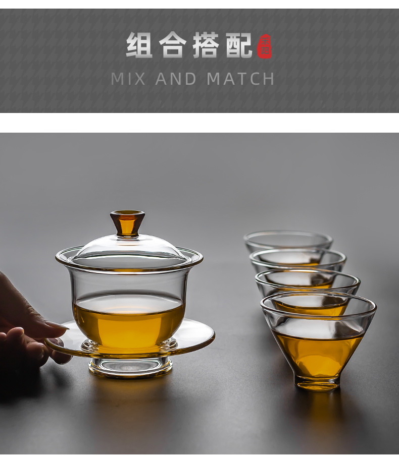 Send Yang regnant tureen large transparent heat - resistant glass hand grasp the teapot kung fu tea tea three to worship the bowl