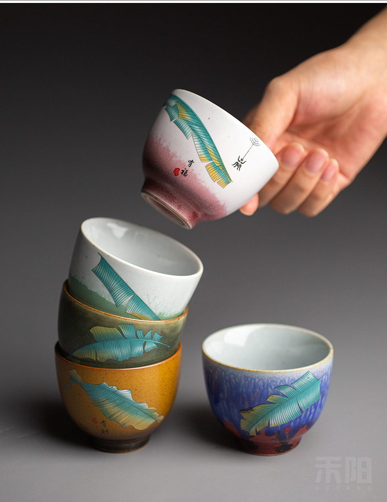 Send Yang ceramic kung fu masters cup single sample tea cup to restore ancient ways small cups of tea set gift boxes to customize