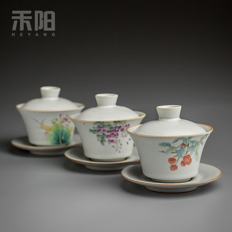 Restoring ancient ways send Yang tea only three tureen ceramic cups azure your up open a large slice of kung fu tea tea bowl
