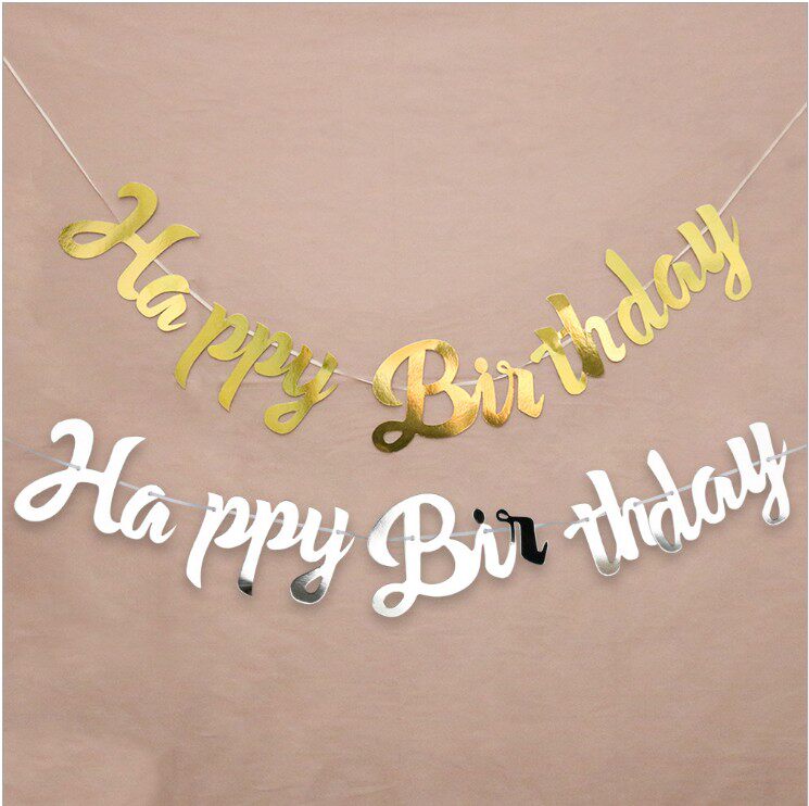 Birthday conjoined letters pull flag decoration arrangement dessert table background wall children happy birthday dress up supplies