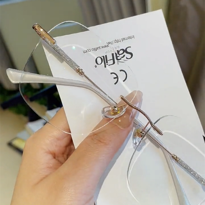 Net red white moonlight glasses female myopia can be equipped with a degree borderless square makeup discoloration large face small face