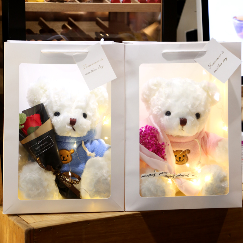 Gift box teddy bear plush stuffed toy cub doll Seven New Year's Eve Valentine's Day gift for his girlfriend's birthday
