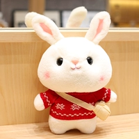 Красный снежный свитер+маленькая белая сумка