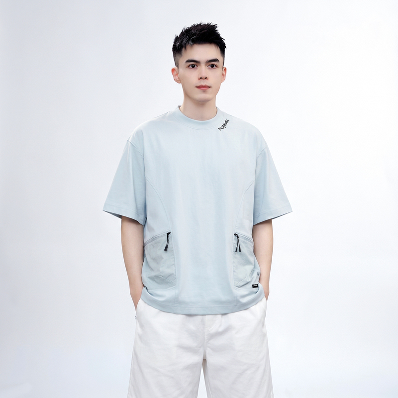 Opg Unisex Niche Design Short-Sleeve Summer New Pure Cotton Loose Short-Sleeve Trendy Brand Workwear Large Pocket T-Shirt