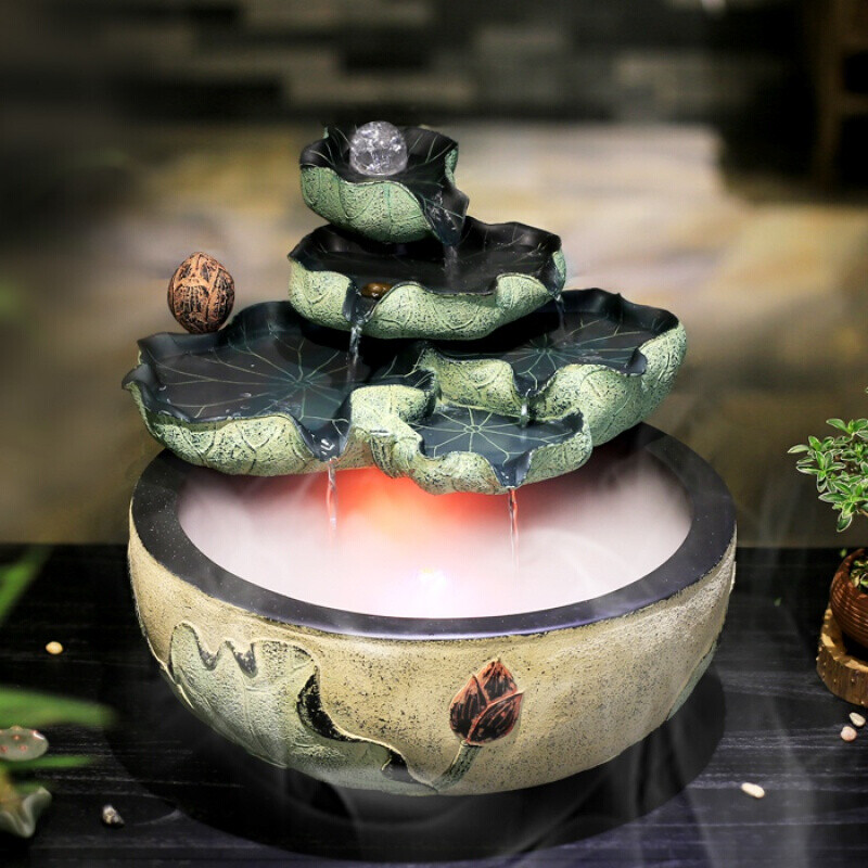 Creative fountain transfer ball flowing water ornaments ball waterscape flowing water to make money humidifier Chinese wheel living room desktop small fish