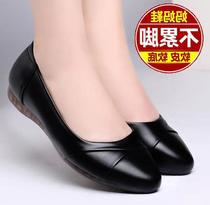 2019 spring and autumn new mother shoes single shoes soft leather comfortable soft bottom middle-aged Shallow Flat Leather shoes middle-aged women