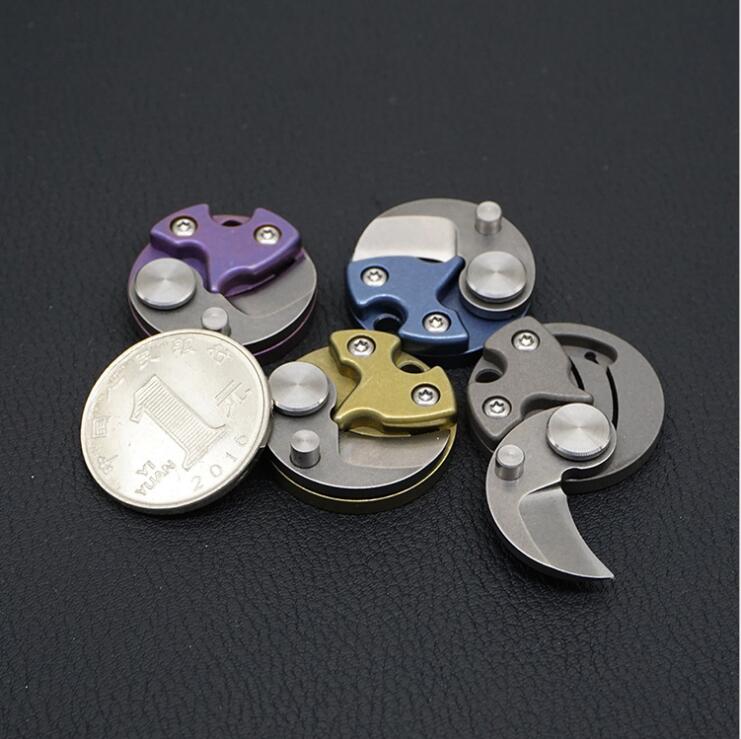 Titanium Alloy Mini Coin Knife D2 Blade Portable Keychain Tool Knife Pure Titanium Folding Pocket Wallet Pocket Knife